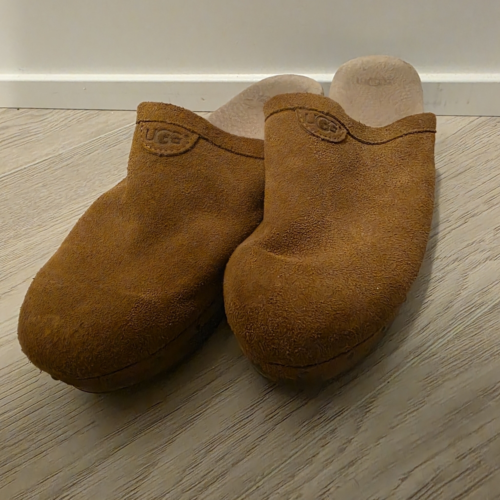 UGG Tan Brown Suede Clog Y2K Heels
